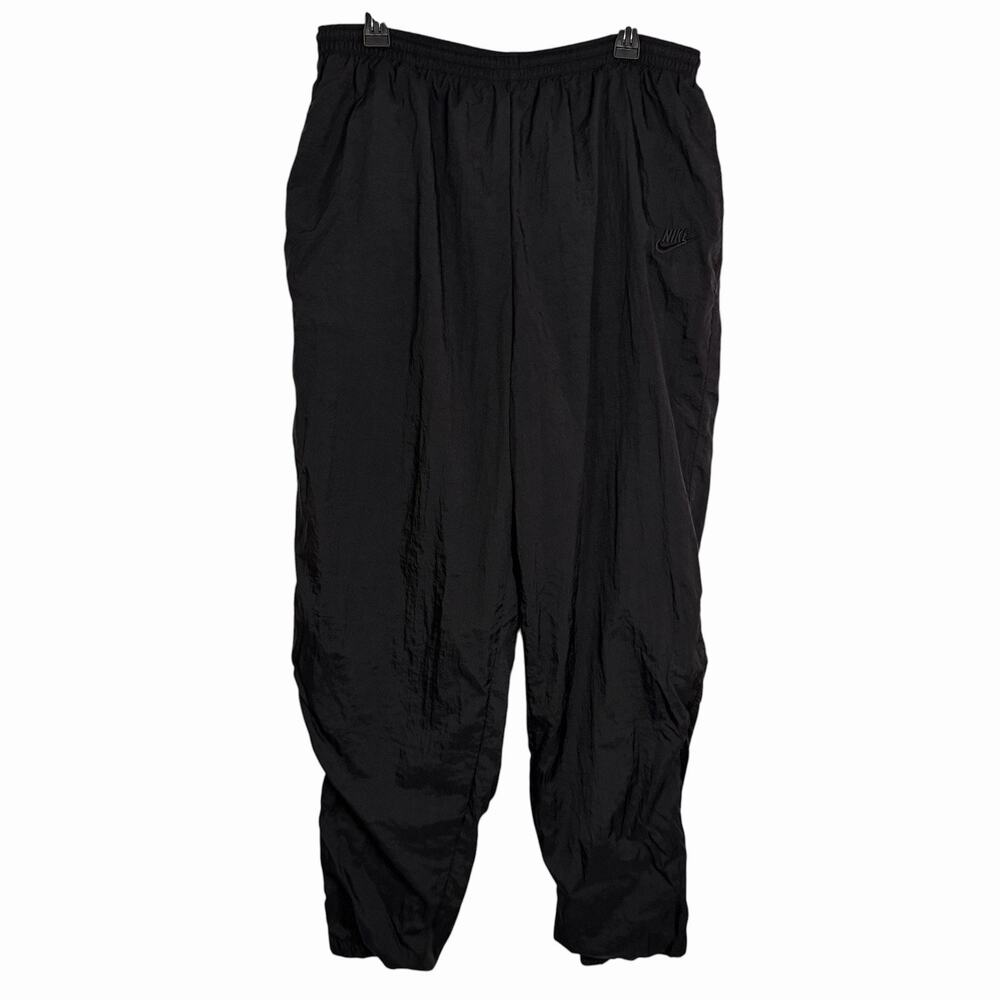 90s Vintage Nike Lined Windbreaker Track Pants Mens XL Triple Black Side Zip Leg